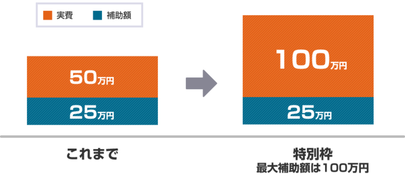これまで特別枠最大補助額は100万円