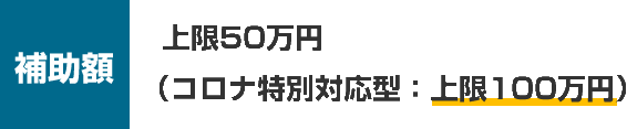 補助額上限50万円（コロナ特別対応型：上限100万円）